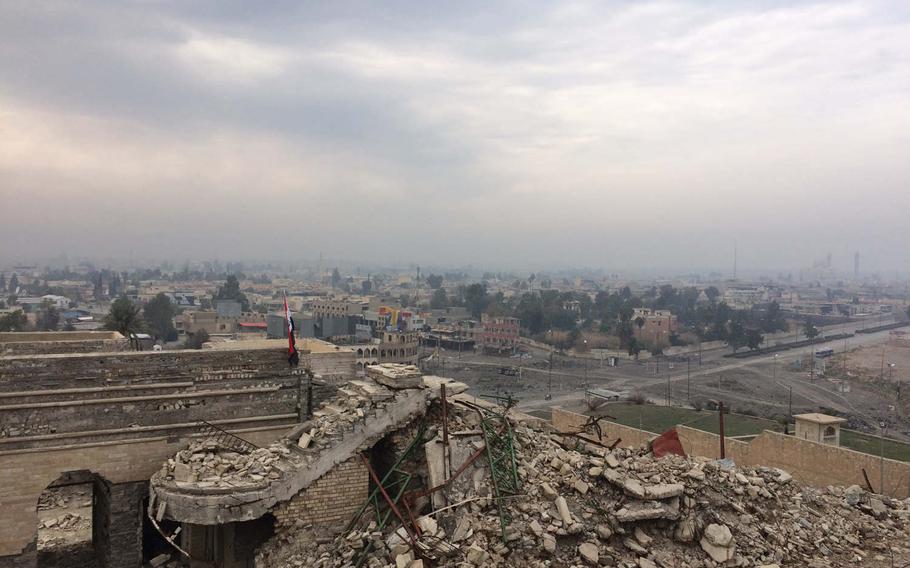View from the ruins of Nabi Yunus Mosque in Mosul, Iraq, on Saturday, Jan. 21, 2017. The mosque was blown up by Islamic State militants. 