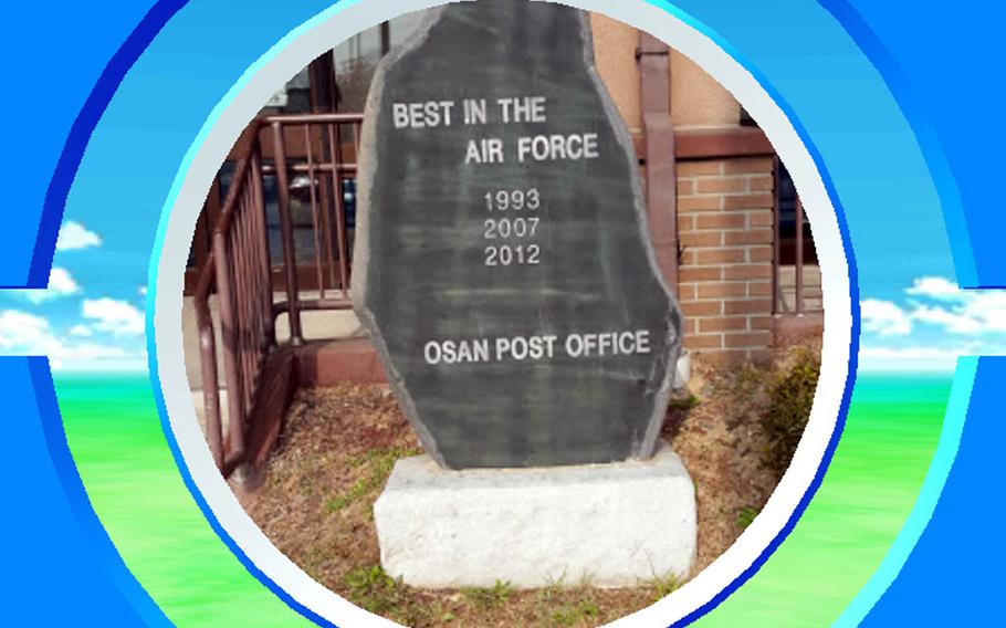 Pokemon Go recently launched in South Korea, and the post office at Osan Air Base is one of the many Pokestops available to servicemembers there.