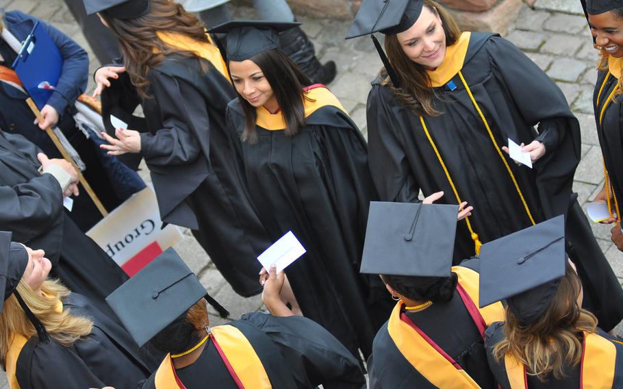 About 200 graduates participated in the University of Maryland University College commencement ceremony last spring in Kaiserslautern, Germany. UMUC announced on Thursday, Feb. 9, 2017, that it will continue to offer classes to U.S. troops in the Middle East and Africa.