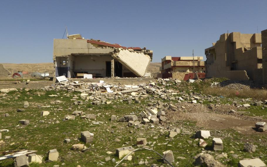 A destroyed home is pictured here in Bashiqa, Iraq, on Monday, March 6, 2017. Fighting to reclaim the largely abandoned village from Islamic State fighters in fall of 2016 left many structures leveled. Water and electric service have not yet been restored, but some families have begun to return to the community.
