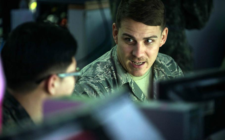 American and South Korean servicemembers take part in annual computer-simulated war games called Key Resolve at Osan Air Base, South Korea, March 9, 2016.