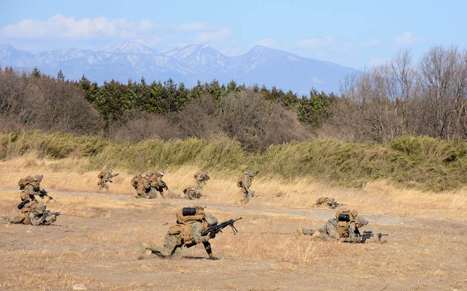 Okinawa-based U.S. servicemembers have joined Japanese troops in central Japan this week for training that includes air assaults from MV-22 Ospreys and CH-47 Chinook helicopters. 