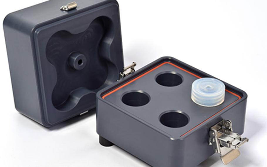 The Mixed Odor Detection Device can safely combine all the volatile chemicals of an explosive in one box to better simulate an explosive's odors to dogs.