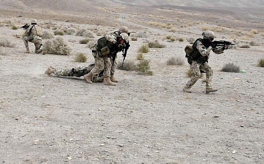 Infantry soldiers from the Polish army's 21st Mountain Brigade conduct drills near TB Gamberi in Afghanistan in 2014. Allies are developing plans to prepare for future battlefields that experts believe are more likely to be urban. 