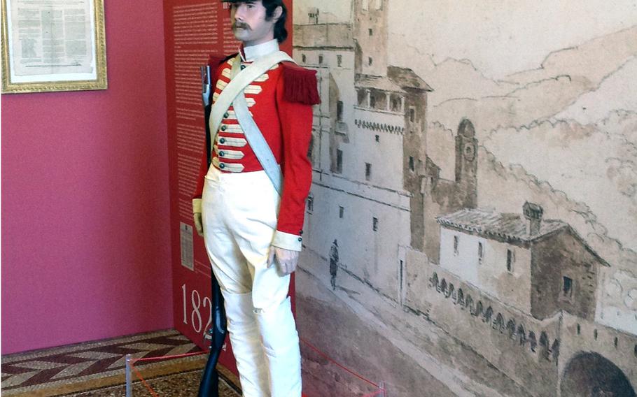 A museum inside the royal palace in Monaco features historical uniforms and weapons of the Carabiniers du Prince, Europe's second-smallest army.