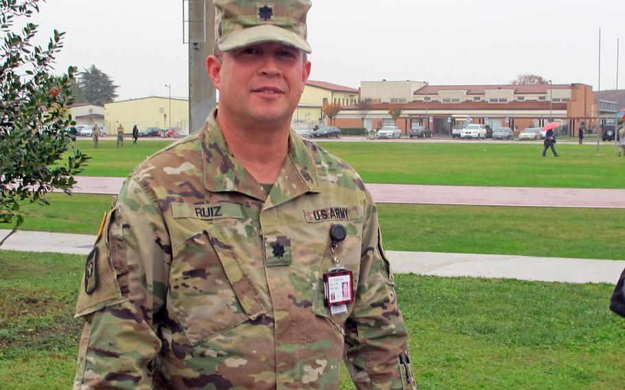 Lt. Col. Orlando Ruiz Sosa, chief of preventive medicine at the Vicenza Health Center in Italy, stands outside the center. Ruiz Sosa instituted a new program to contain sexually transmitted diseases, which, already prevalent in the military, are rising in concert with record levels reported in the U.S.