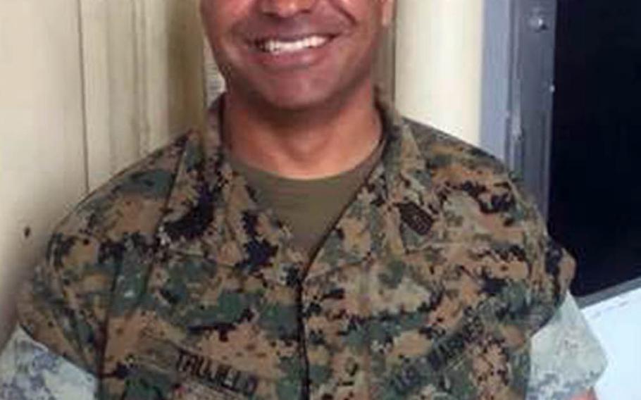 Marine Master Sgt. Hector Trujillo was critically injured after being struck by a car on the Okinawa Expressway while rendering aid to Japanese crash victims, Dec. 1, 2017.