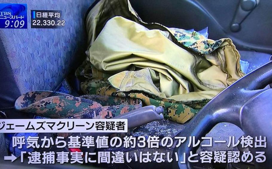 This image shows the interior of an Isuzu Elf driven by Lance Cpl. Nicholas James-McLean, 21, who has been charged in the Nov. 21, 2017, crash that killed a Japanese national on Okinawa.