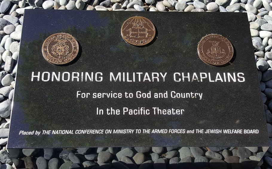 A monument commemorating the service of chaplains who served in the Pacific was dedicated at the National Memorial Cemetery of the Pacific in Honolulu, Wednesday, Dec. 13, 2017.