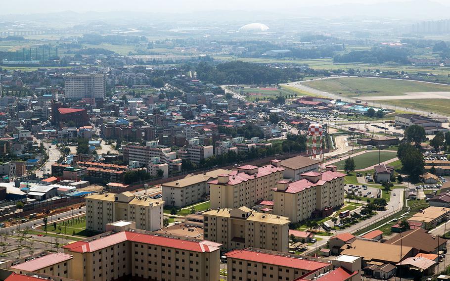 A South Korean man was apprehended after driving through a gate at Camp Humphreys, the Army's sprawling garrison south of Seoul, Saturday, Jan. 6, 2018.