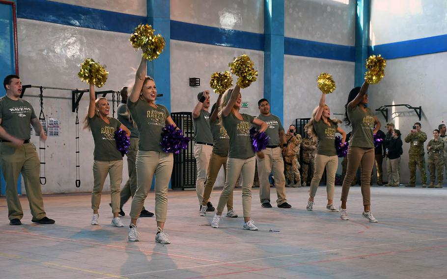 The Baltimore Ravens cheerleaders perform during the second half