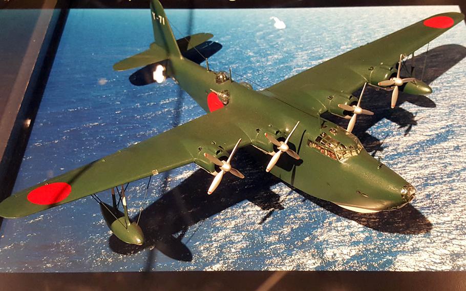 A model on display at the Pacific Aviation Museum in Honolulu shows a Kawanishi H8K bomber used by Japan in a second attack on Pearl Harbor on March 4, 1942.