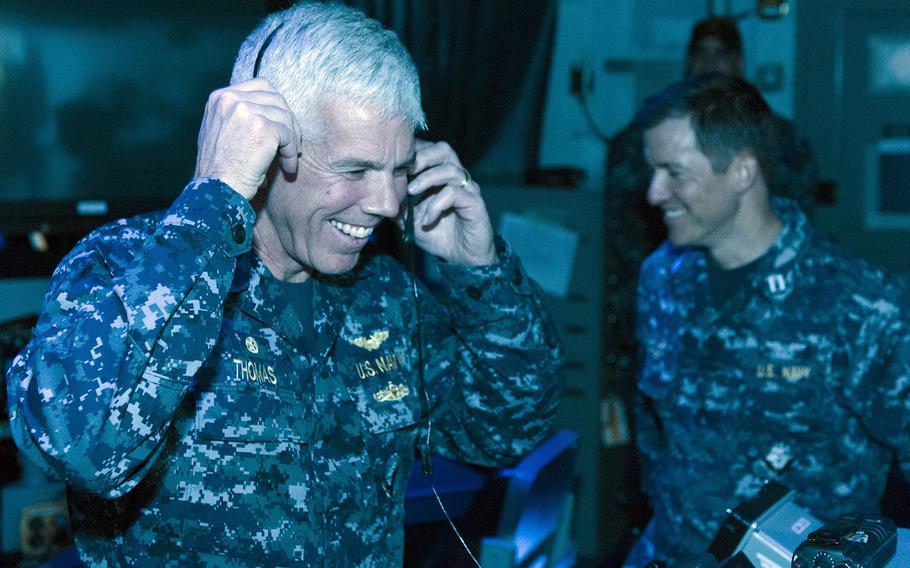 Then-Capt. Karl Thomas, commander of the USS Carl Vinson, is seen aboard the aircraft carrier in March 2016.