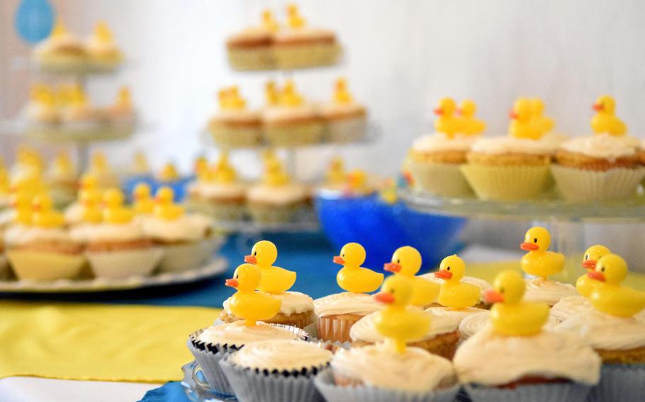 Cupcakes for the expectant mothers from U.S. Army Garrison Bavaria at the Special Delivery baby shower event, at Grafenwoehr, Germany, Wednesday, March 14, 2018.