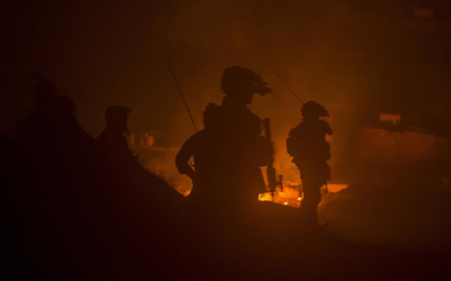 Afghan Special Operations soldiers destroy a Taliban weapons cache during a night operation in Ney Meydan, Sar-e Pul province, Afghanistan, Feb. 23, 2018. Afghan Special Security Forces maintained constant pressure on the Taliban and IS-K throughout the winter in the northern Afghan provinces.