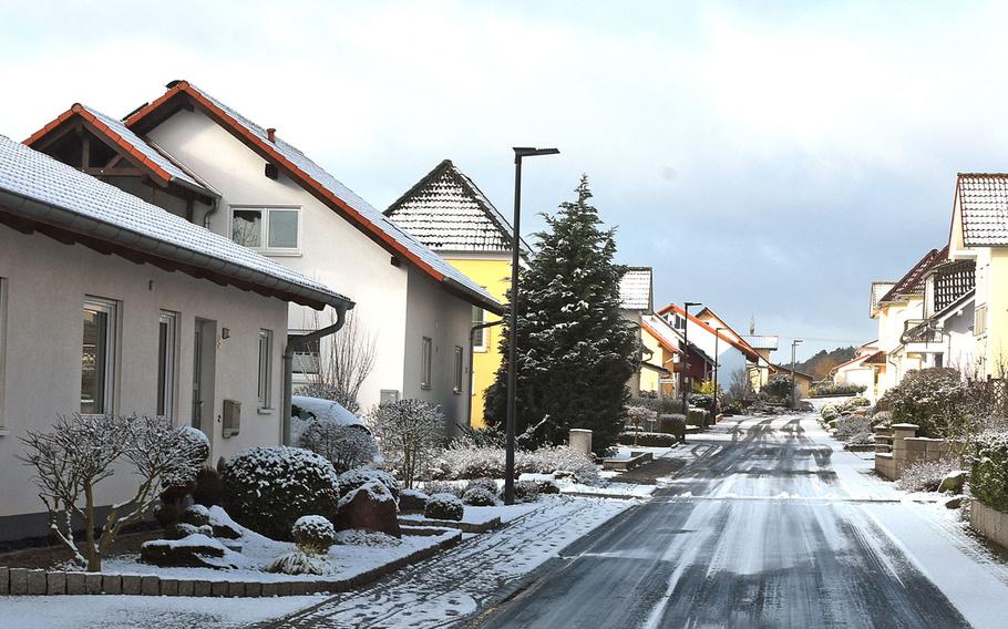Houses line a street in Weilerbach, Germany, in February 2018. U.S. Army Europe has quietly introduced rules that put tighter restrictions on how its civilian workforce can use housing allowances for personally owned homes.
