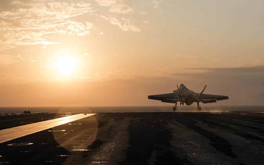 An F-35C Lightning II takes off recently from the aircraft carrier USS Abraham Lincoln in the Atlantic Ocean.