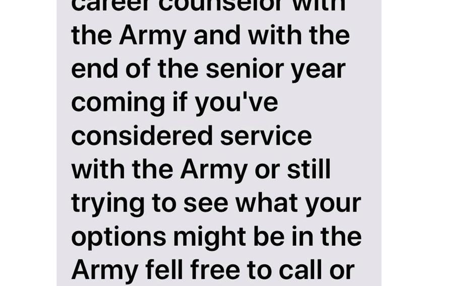 This screenshot shows a text message conversation from April 9, 2018 started by a group text an Army recruiter sent to more than 200 parents and students at Brownsburg High School in Indiana. Dozens of recipients replied asking to be removed, resulting in a barrage of messages to the group.