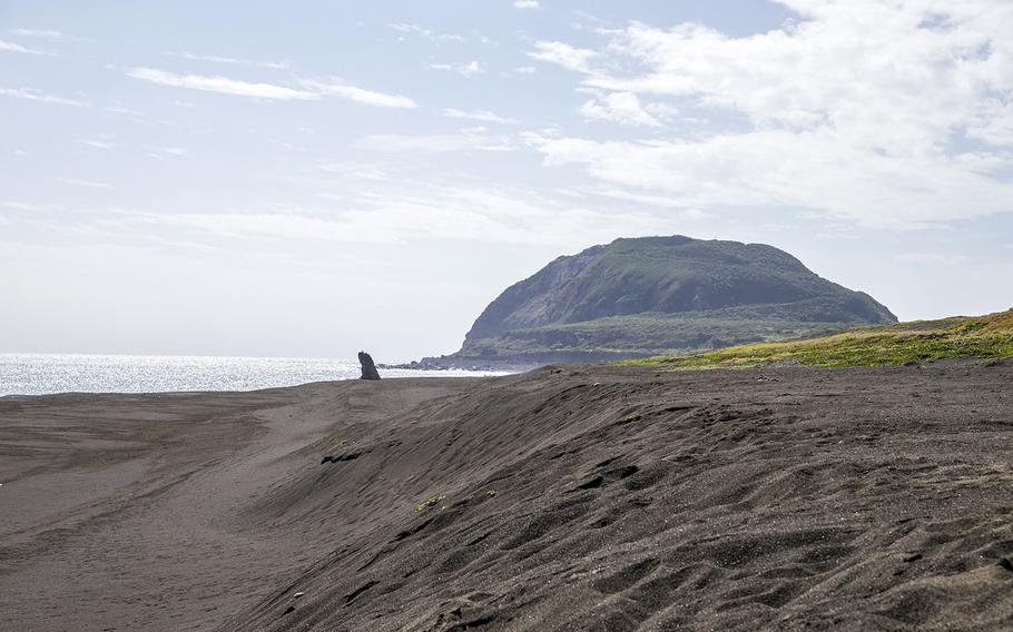 Mount Suribachi is seen on the island of Iwo Jima, Japan, Feb. 15, 2018.