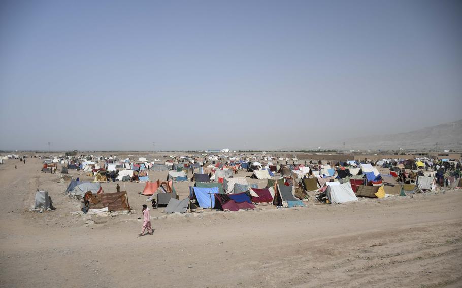 Approximately 20,000 Afghans displaced from their drought-ravaged farms in Ghor, Baghis and Faryab provinces fled to camps on the outskirts of Herat in the last month, where they await national and international aid.