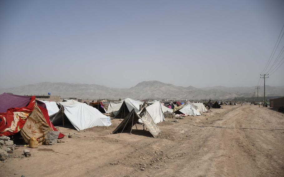 Approximately 20,000 Afghans displaced from their drought-ravaged farms in Ghor, Baghis and Faryab provinces fled to camps on the outskirts of Herat in the last month, where they await national and international aid.