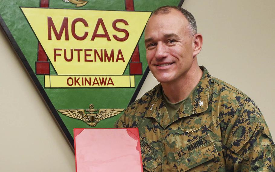 Col. Mark Coppess was relieved of command at Marine Corps Air Station Futenma, Okinawa, on June 5, 2018, due to a loss of trust and confidence in his ability to lead his command.