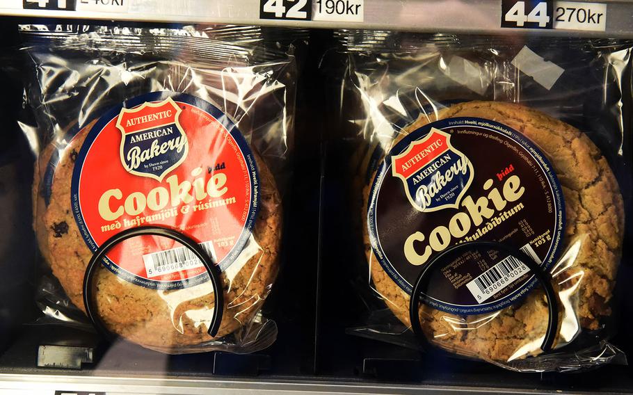 American style cookies in the vending machine of the Base Hotel and Hostel, which used to function as U.S. Navy barracks, in Keflavik, Iceland, Tuesday, August 15, 2018.