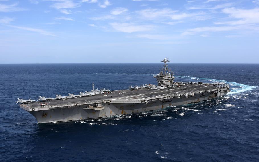 The aircraft carrier USS Harry S. Truman in the Atlantic Ocean, Sept. 11, 2018.