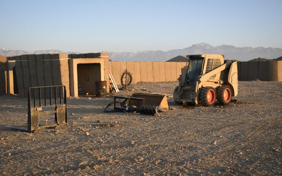 Engineers at Camp Dahlke West in Afghanistan clear a space for a new surveillance balloon Dec. 16, 2018 as part of a rapid expansion of the base. The base population quintupled in size and has been built up to host the 2nd Security Force Assistance Brigade in 2019.