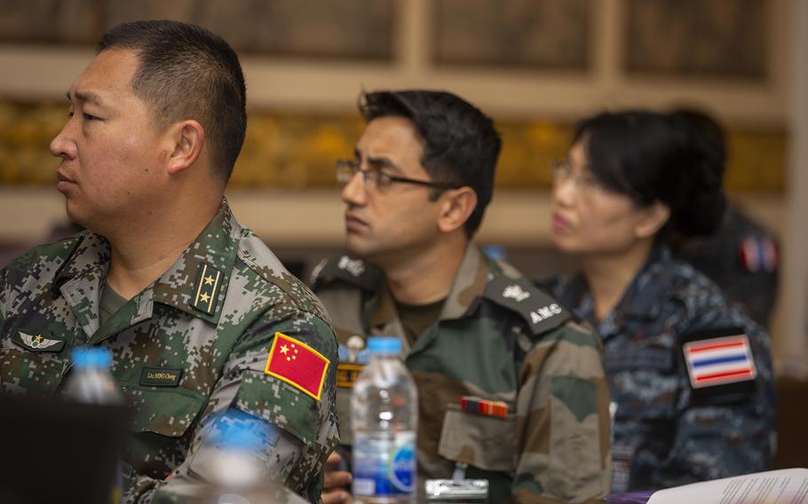 Cobra Gold participants attend a humanitarian-assistance and disaster-relief forum in Phitsanulok, Thailand, Feb. 14, 2019.