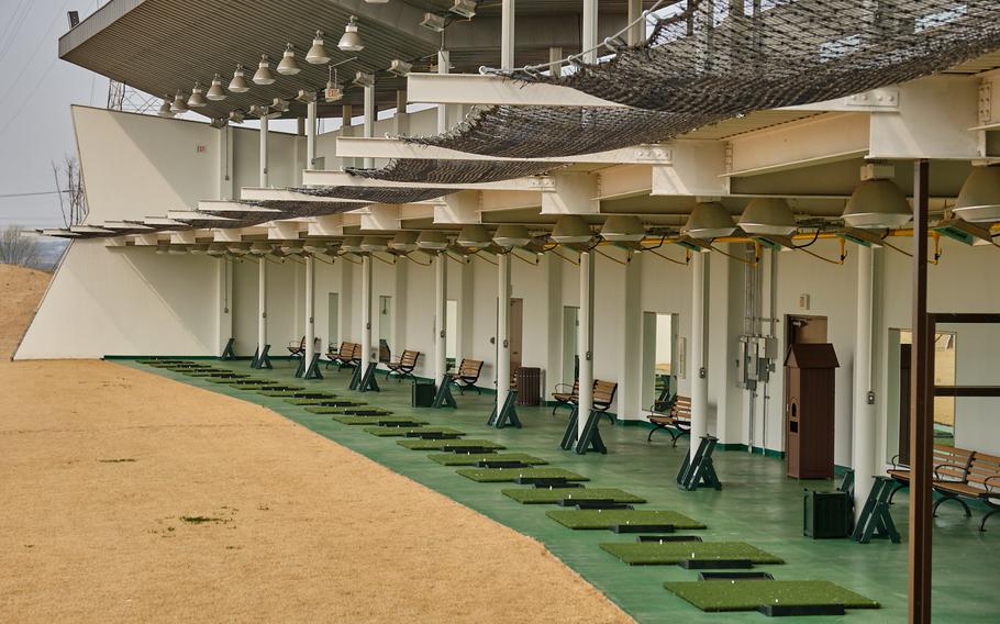 The new River Bend Golf Course at Camp Humphreys, South Korea, includes a 250-yard driving range with 48 stalls.