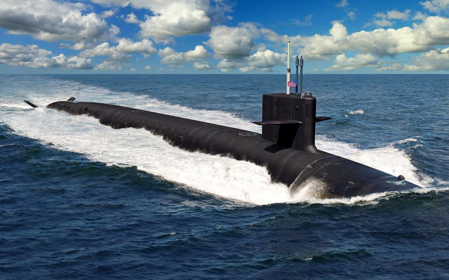 An artist rendering of the future Columbia-class ballistic missile submarines. The 12 submarines of the Columbia class are a shipbuilding priority and will replace the Ohio-class submarines reaching maximum extended service life. AGovernment Accountability Office report suggests that the Navy's overly optimistic cost estimate will likely lead to budget increases for the submarines.