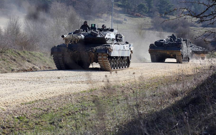 German soldiers conduct convoy operations during exercise Allied Spirit X in Hohenfels, Germany, April 4, 2019.