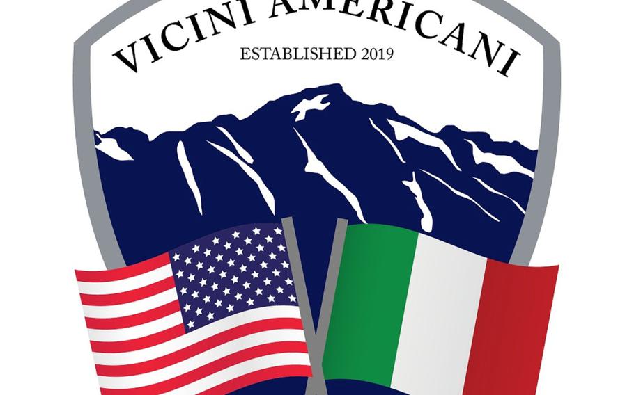 The emblem of the Vicini Americani program at Aviano Air Base, Italy.It is composed of both American and Italian community members who work together to encourage new American individuals and families to embrace their local community.