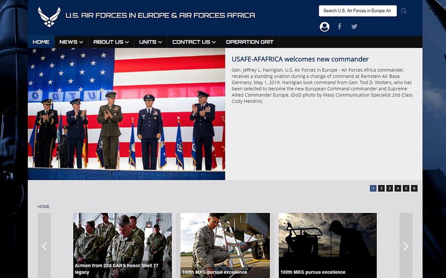 The United States Air Forces in Europe homepage. It is one of maybe thousands that the Pentagon could be responsible for.