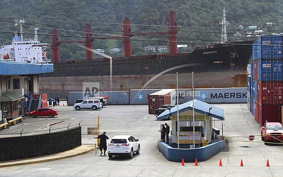 The North Korean cargo ship Wise Honest docks at the main docking section of Pago Pago Harbor, Saturday, May 11, 2019, in American Samoa. The North Korean cargo ship was seized by the U.S. because of suspicion it was used to violate international sanctions.