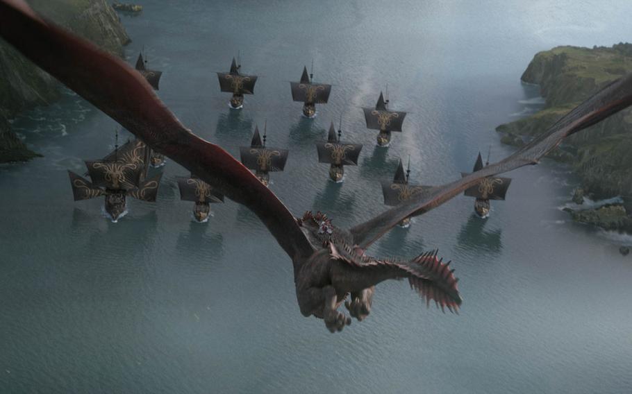 Daenerys Targaryen flies a dragon toward a fleet of ships during a scene of HBO's ''Game of Thrones.'' Some soldiers believed this was a risky move.
