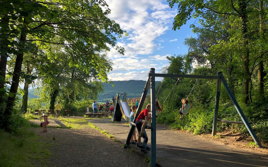 The playground near the BurgRestaurant at Lichtenberg Castle in Thallichtenberg, Germany, gives kids something to do while waiting for their food, or after dinner.