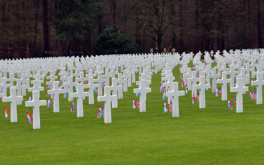 Rows of crosses and Stars of David at the Luxembourg American Cemetery, Monday Dec. 16, 2019. There are 5,073 service members buried at the theater.