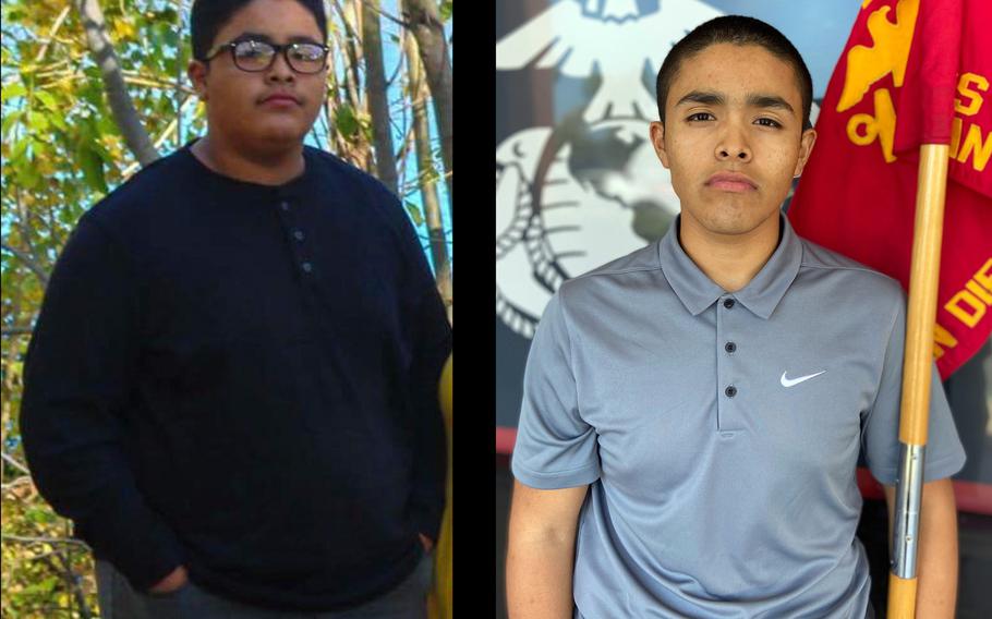Gabriel Mendez Ramirez lost 186 pounds on his way to becoming a Marine recruit. Ramirez, from Oceanside, Calif., graduated from Rancho Buena Vista High School last year and recently headed to boot camp.