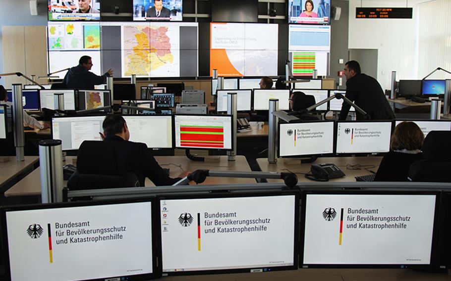 The common reporting and situation center in Bonn-Lengsdorf is Germany's hub for about 20 national and international warning and reporting procedures. Germany will be conducting the first national test of its emergency warning system since 1990 on Thurs., Sept. 10, 2020.