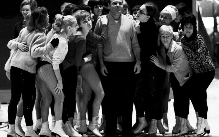 Comedian Jonathan Winters, during a rehearsal of a Holiday on Ice show at the Festhalle in Frankfurt, Germany, in January, 1967.