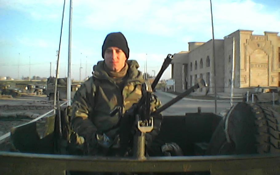 Chris Roessner outside Saddam Hussein's presidential palace in Tikrit, Iraq in late 2003. Roessner wrote the film "Sand Castle," debuting on Netflix on April 21, which was partly inspired by his experiences overseas.
                