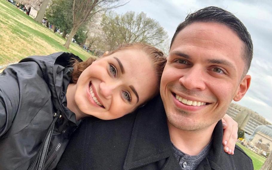 Larissa Faria with childhood friend Kenneth Santiago on the National Mall. Santiago died by suicide Nov. 8, 2021.