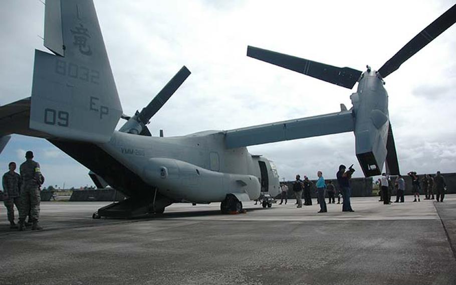 New MV-22 Ospreys made their debut escorting the President's staff, Secret Service agents and the news media to Martha's Vineyard located off the Massachusetts coast.