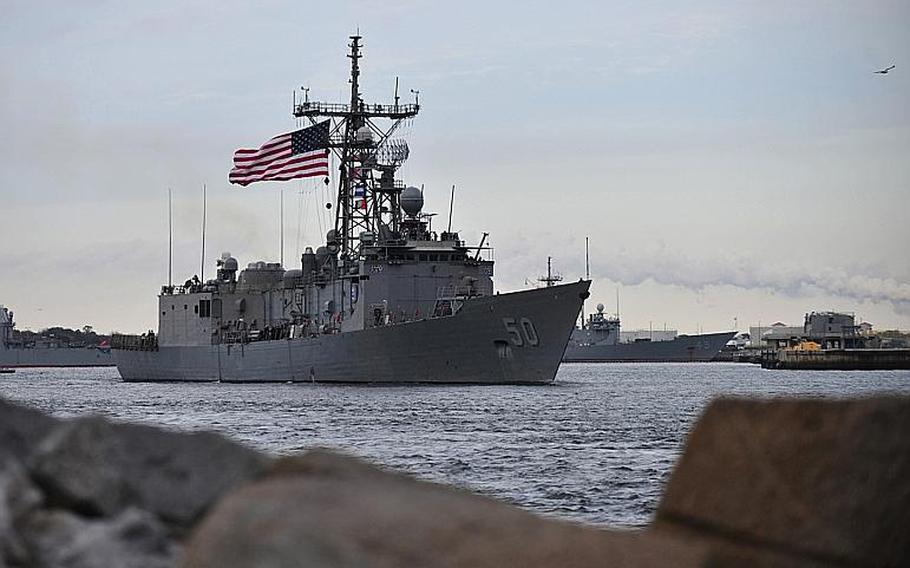 The guided-missile frigate USS Taylor departed Naval Station Mayport, Fla., on Jan. 8, 2014, for a seven-month deployment to the U.S. 5th and 6th Fleet areas of responsibility. On Tuesday, the Taylor's commander, Cmdr. Dennis Volpe, was relieved after the ship ran aground Feb. 12, 2014, in the Black Sea. 