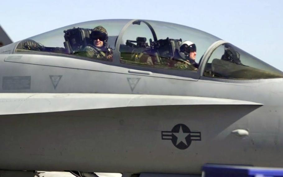 An F/A-18D Hornet from Marine All-Weather Fighter Attack Squadron 533 prepares to depart Marine Corps Air Station Beaufort, South Carolina, for Japan earlier this month.