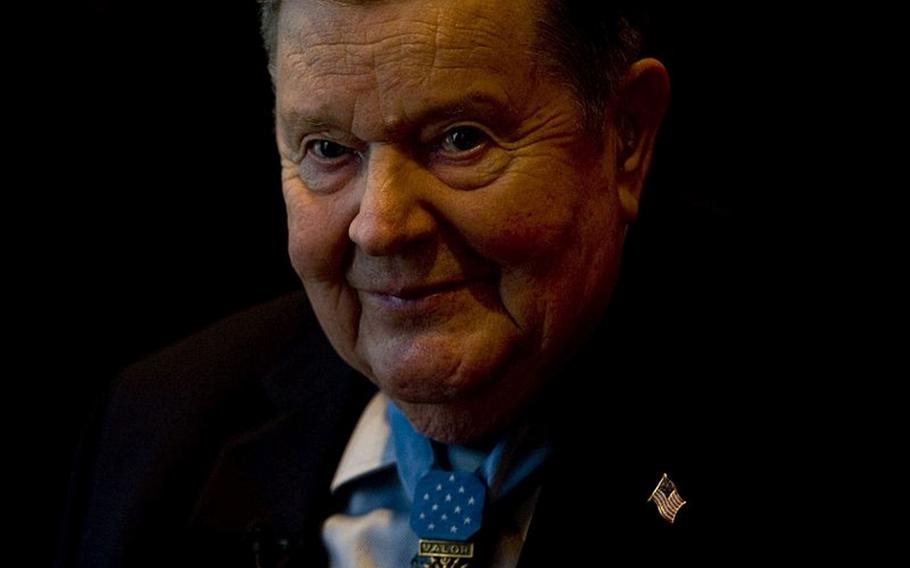 Retired Air Force Col. Joe Jackson, Medal of Honor recipient, gives an interview during the 2010 Medal of Honor Convention in Charleston, S.C., on Sept. 29, 2010. Jackson died over the weekend at the age of 95.