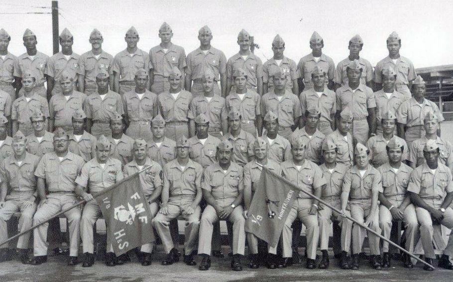 As described by Murrie Hubbard: "Picture of the 1st Battalion, 9th Marines (a.k.a. The Walking Dead) Communications Platoon taken on Camp Schwab, Okinawa, at some point in between going back and forth in support of combat operations just off the coast of Vietnam during 1972."