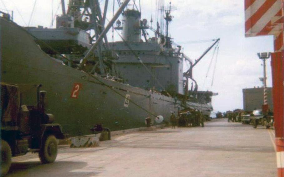 As described by Murrie Hubbard: "USS Tulare docked at White Beach, Okinawa, on or about Oct. 20, 1972, as our Marine battalion was once again headed to the Gulf of Tonkin in support of continued combat [operations].  Again, our battalion was split up on 4 U.S. Navy ships, the Tulare being the one I was assigned to this time. BLT 1/9 was then the very last Marine Battalion to depart from the combat zone 2 days after the peace treaty was signed in Paris on Jan. 27, 2973."